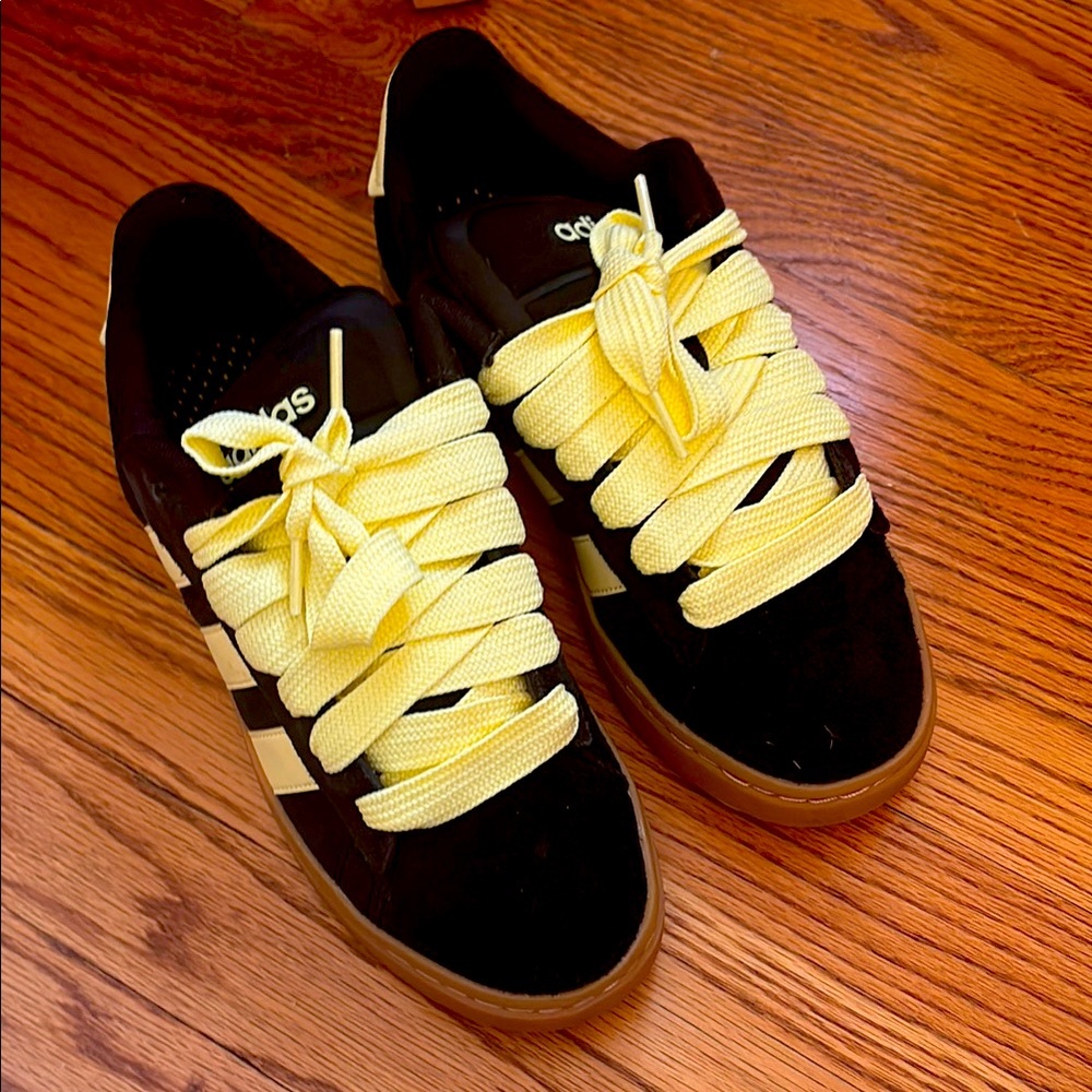Adidas Black and Yellow Lace Sneakers